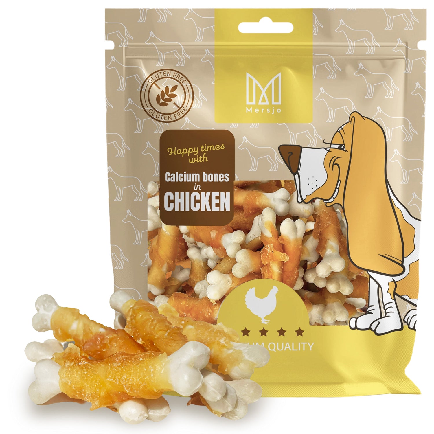 Kostki wapienne z kurczakiem, naturalny przysmak dla psa, bez zbóż, Mersjo, 500g