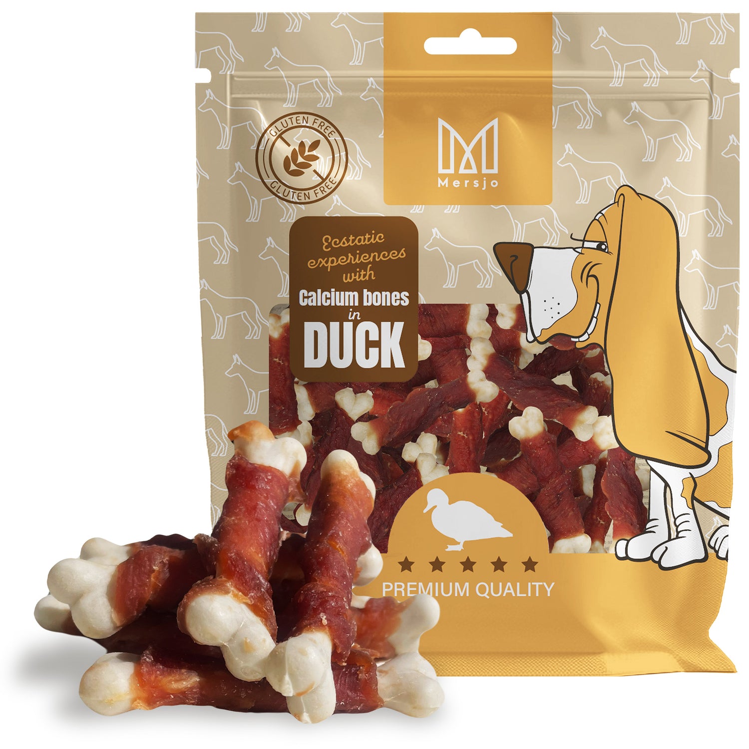 Kostki wapienne z kaczką, naturalny przysmak dla psa, bez zbóż, Mersjo, 500g