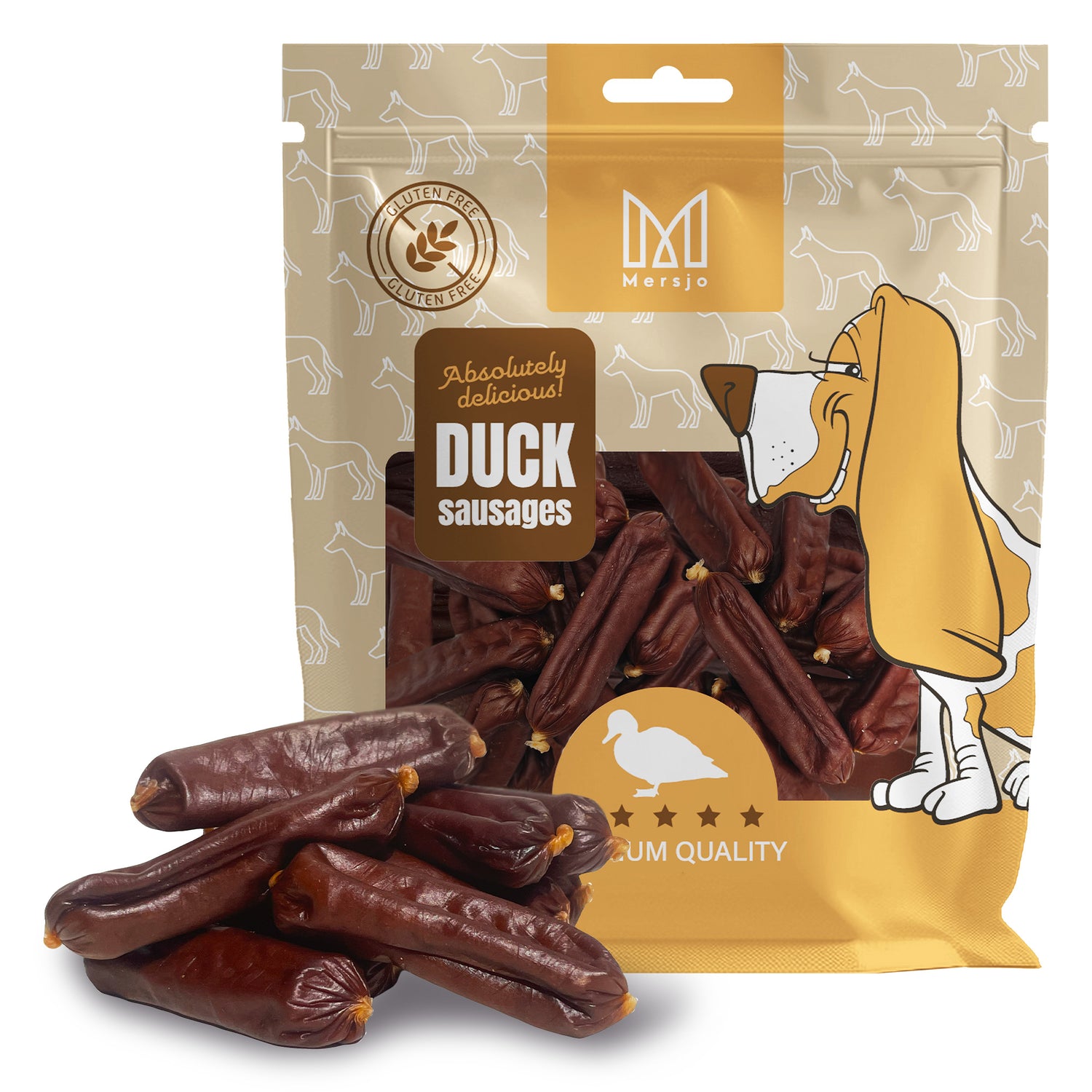 Kiełbaski z kaczki, naturalny przysmak dla psa, Mersjo, 500g